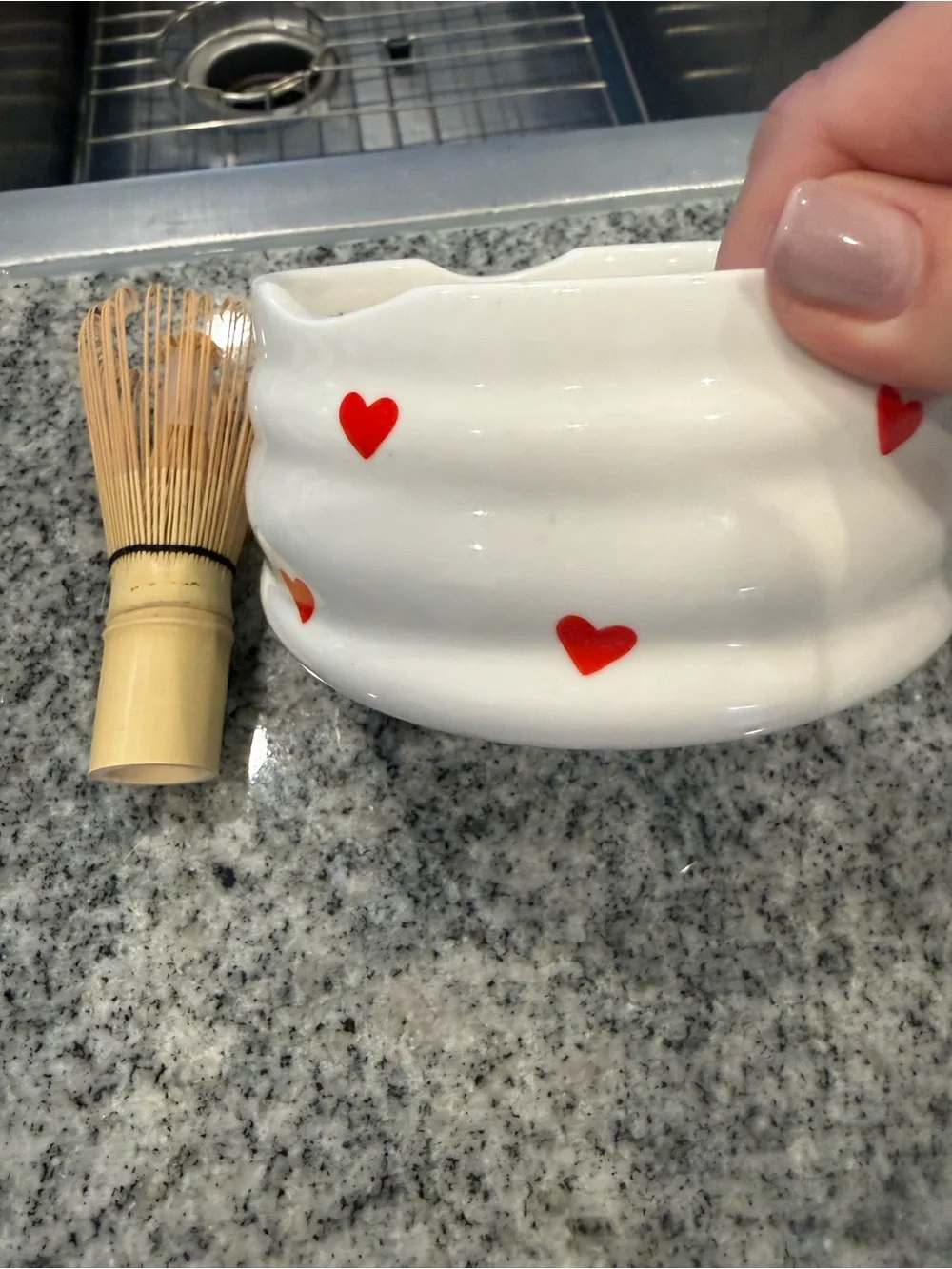 White Ceramic Mini Vase with Red Heart Accents - Home Accents tea set